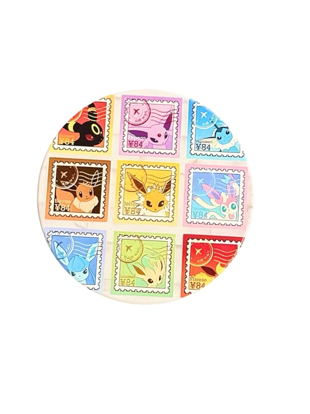Pokemon Eeveelutions Stamp Art Ceramic Coaster 4in Cork Back